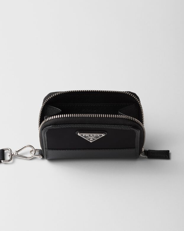 Re-Nylon and Saffiano leather coin purse, , hi-res