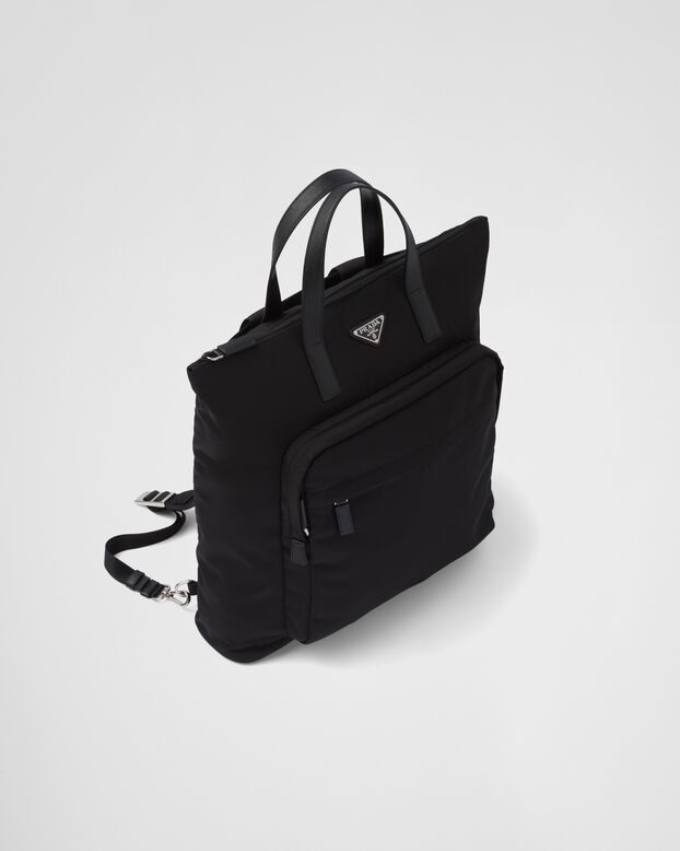 Re-Nylon and Saffiano leather tote bag, , hi-res