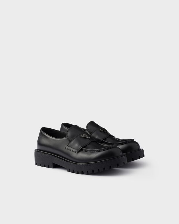 Brushed leather loafers, , hi-res