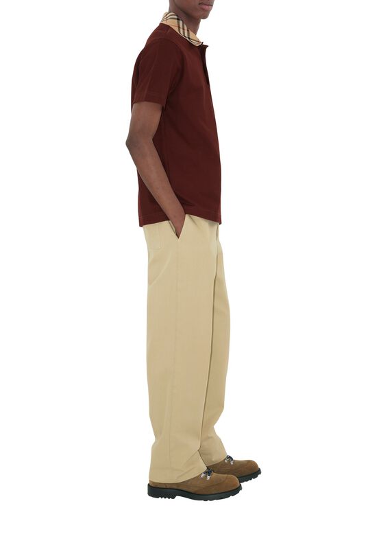 Check Collar Cotton Polo Shirt, , hi-res