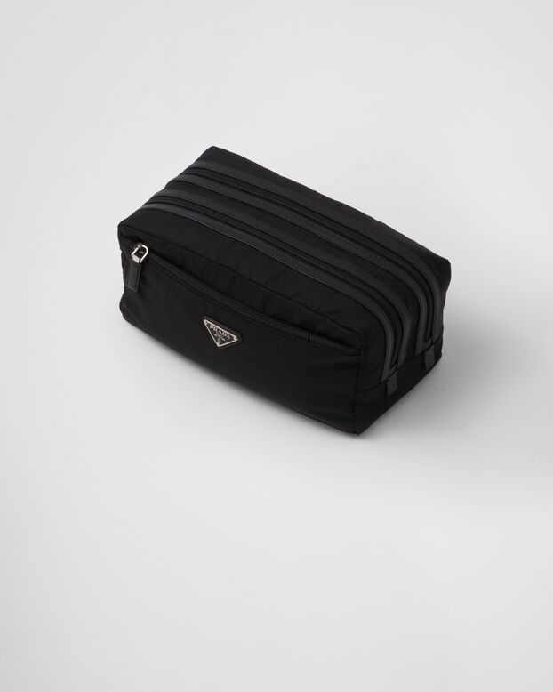 Re-Nylon and Saffiano leather travel pouch, , hi-res