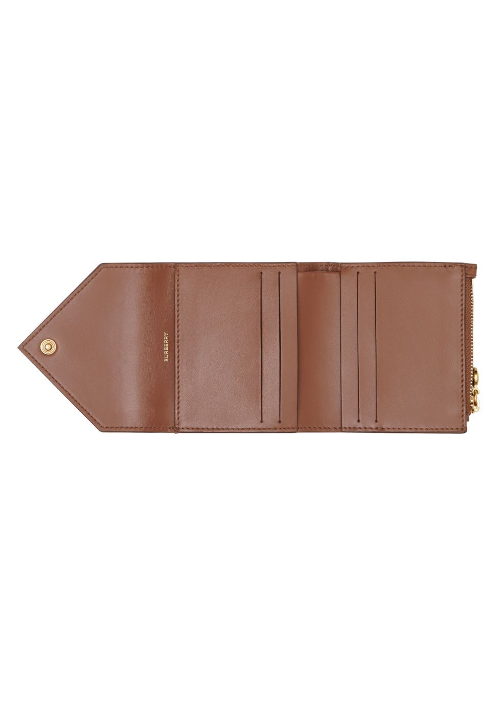 vintage check and grainy leather folding wallet