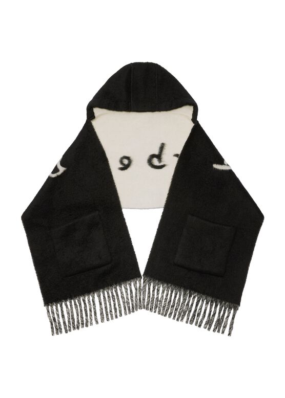 Logo Alpaca Wool Blend Hooded Scarf, , hi-res