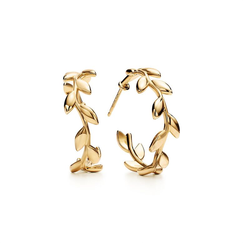 Paloma Picasso&reg; Olive Leaf hoop earrings in 18k gold., , hi-res