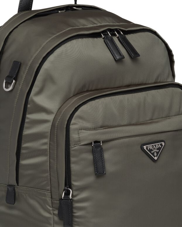 Re-Nylon and Saffiano leather backpack, , hi-res