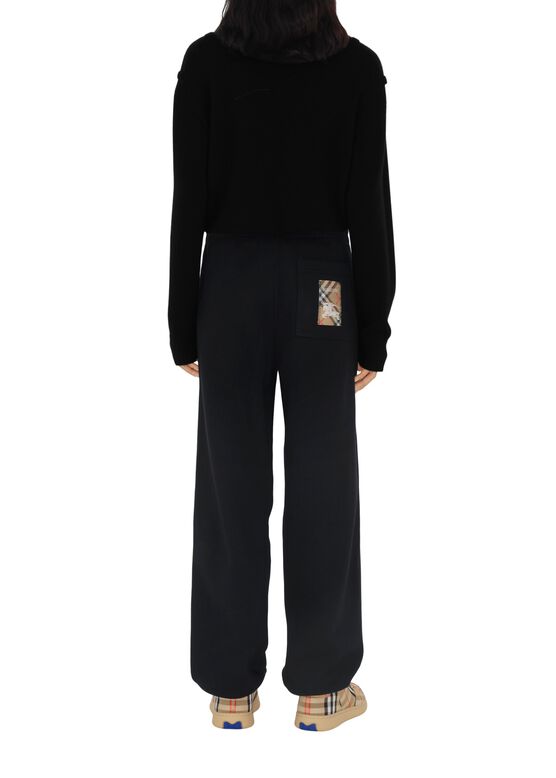 Check Label Cotton Jogging Pants, , hi-res