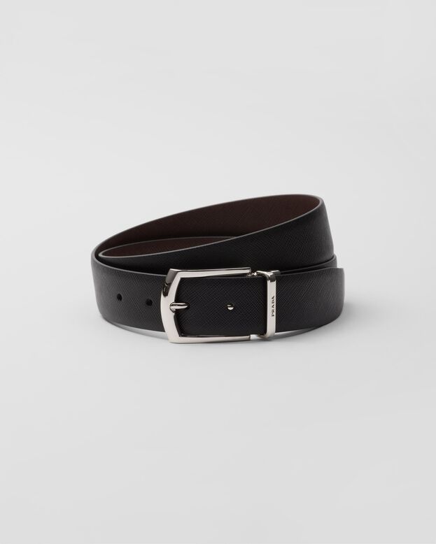 Reversible Saffiano leather belt, , hi-res