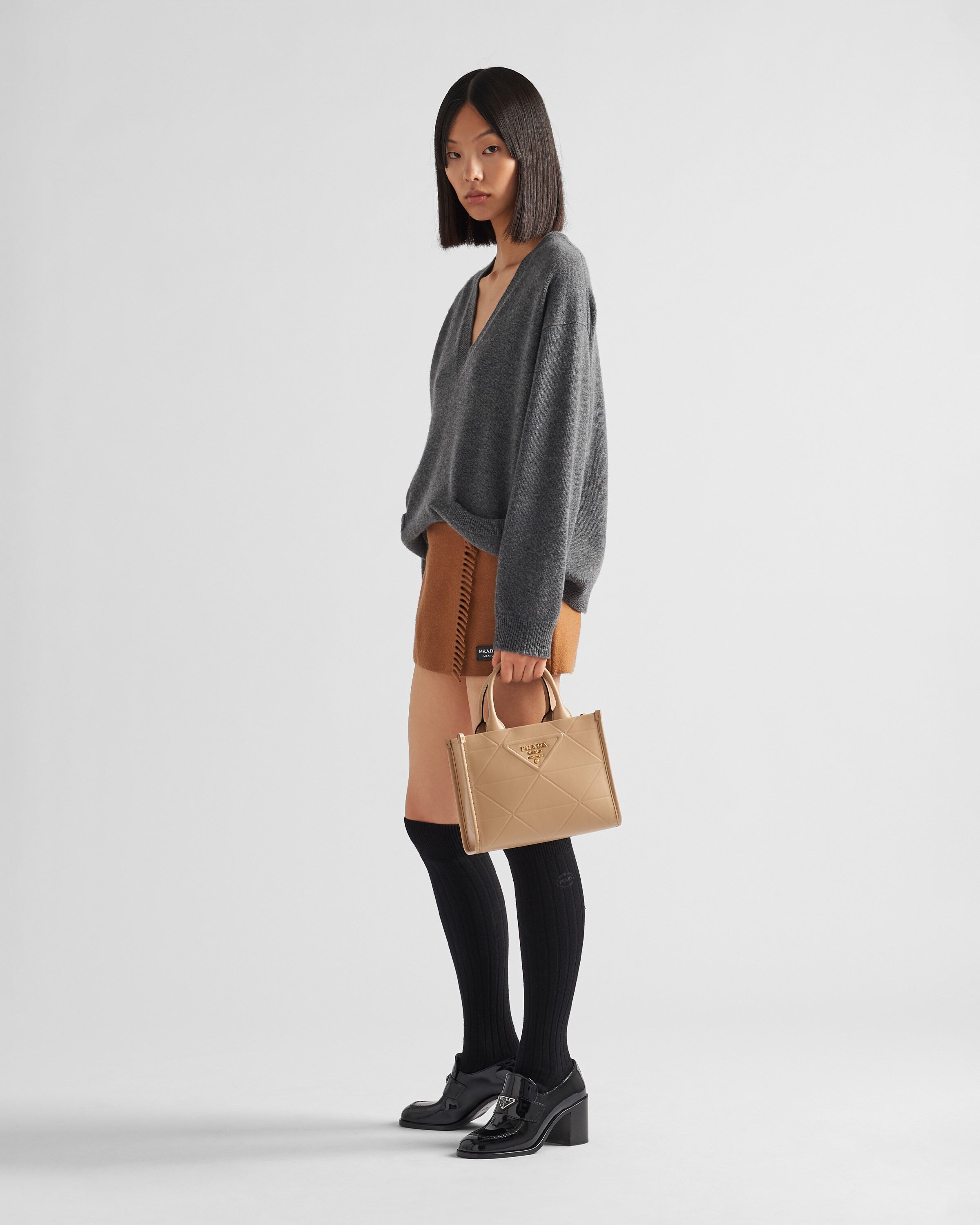 Mini Prada Symbole leather bag with stitching