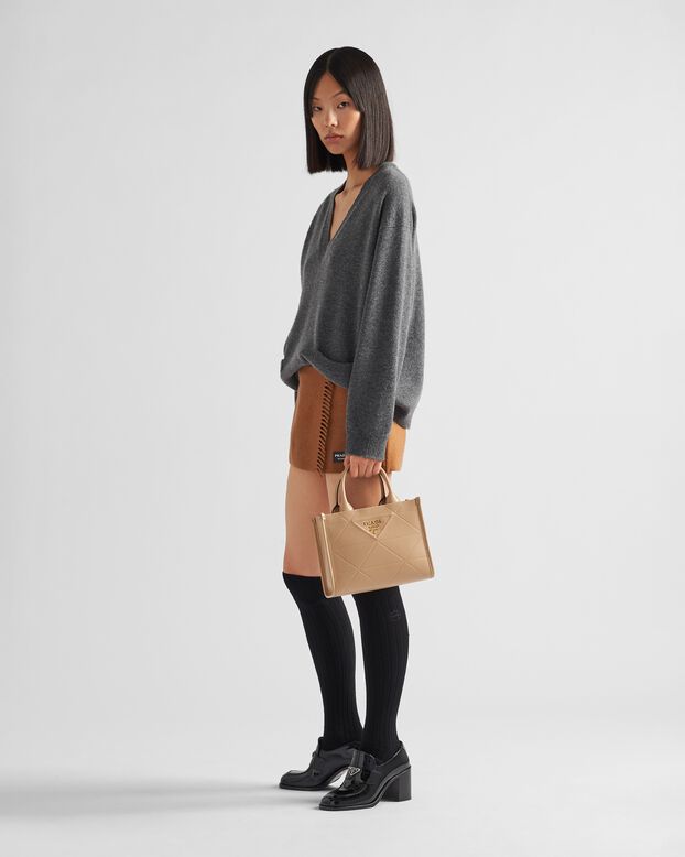 Mini Prada Symbole leather bag with stitching, , hi-res