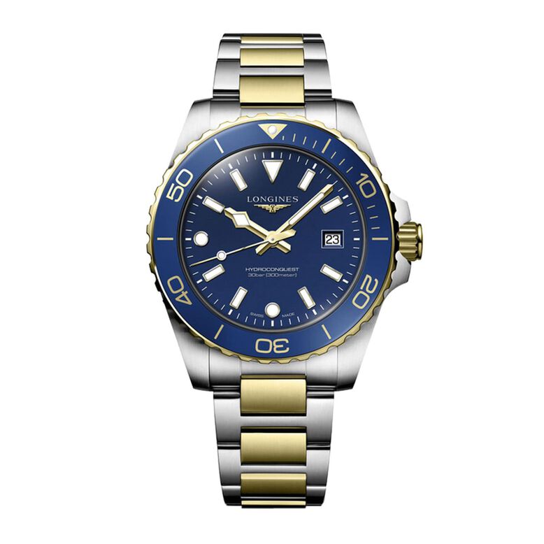HydroConquest Quartz 42mm Mens Watch Bi-Colour Blue, , hi-res