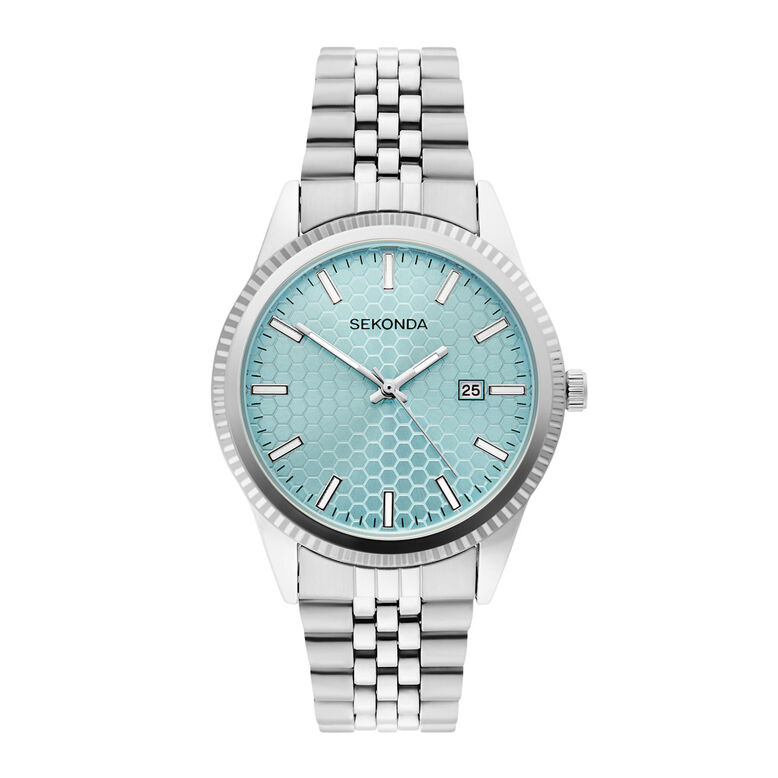 Silver Steel Bracelet Blue Dial, , hi-res