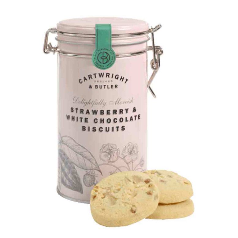 Strawberry &amp; White Chocolate Chunk Biscuits Tin , , hi-res