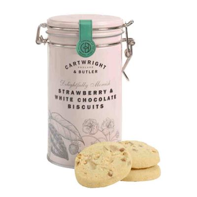 Strawberry & White Chocolate Chunk Biscuits Tin ,