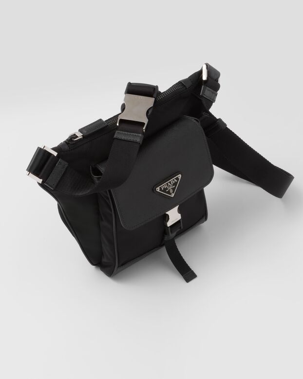 Re-Nylon and Saffiano leather shoulder bag, , hi-res