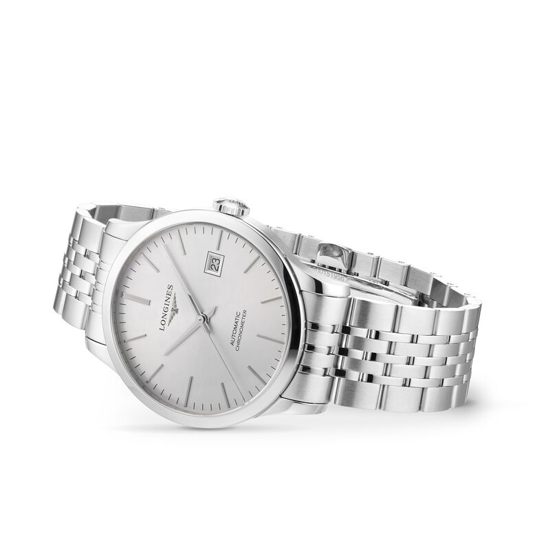Record 40mm Mens Watch Sunray Silver, , hi-res