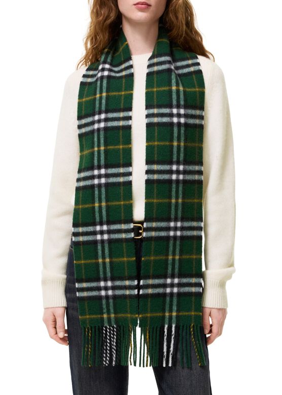 Narrow Check Cashmere Scarf, , hi-res