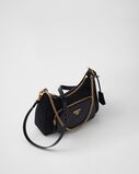 Re-Nylon and brushed leather mini-bag, , hi-res