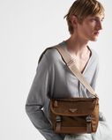 Re-Nylon and leather shoulder bag, , hi-res
