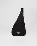 Re-Nylon and leather backpack, , hi-res