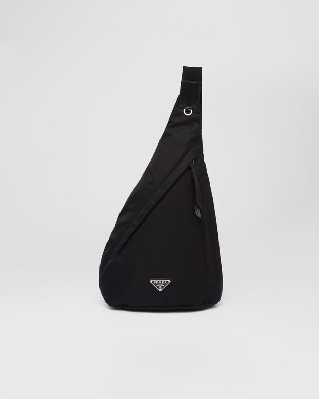 Re-Nylon and leather backpack, , hi-res