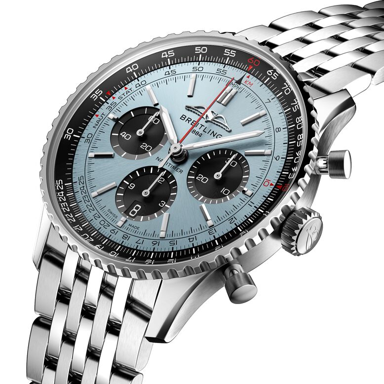 Navitimer B01 Chronograph 43 Stainless Steel Ice Blue Watch, , hi-res