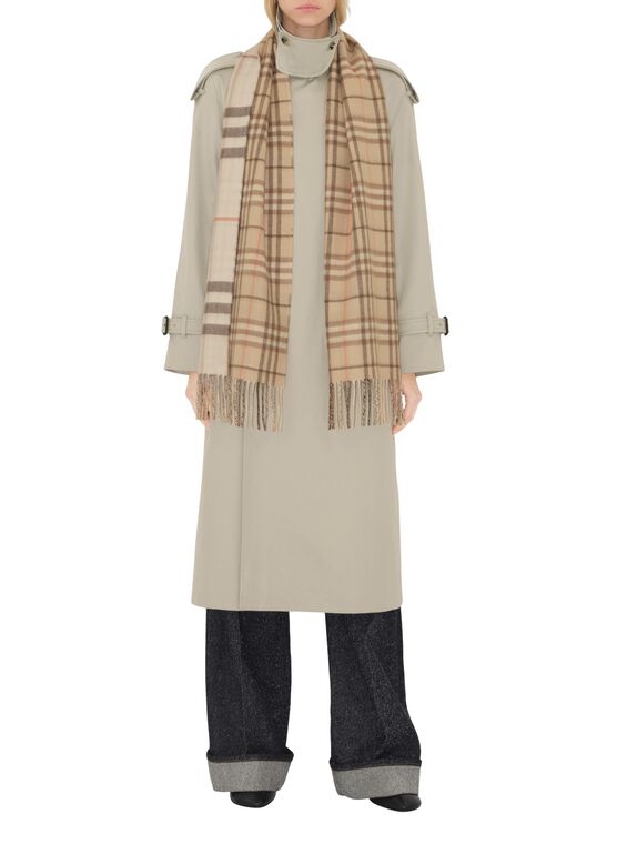 Reversible Contrast Check Cashmere Scarf, , hi-res