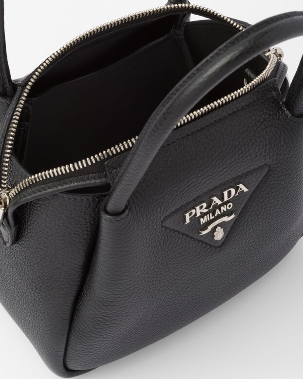 Leather mini handbag with zipper closure, , hi-res