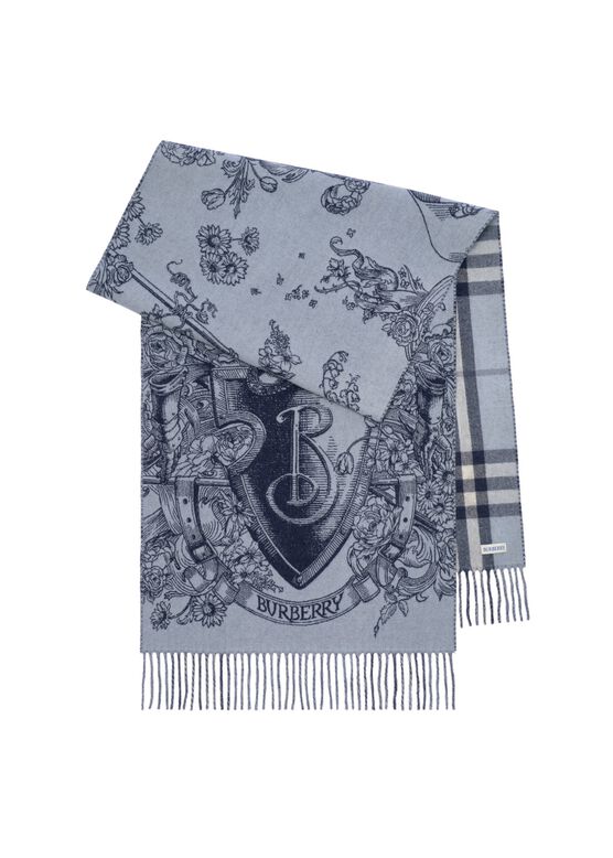 Reversible Etched Knight Cashmere Scarf, , hi-res