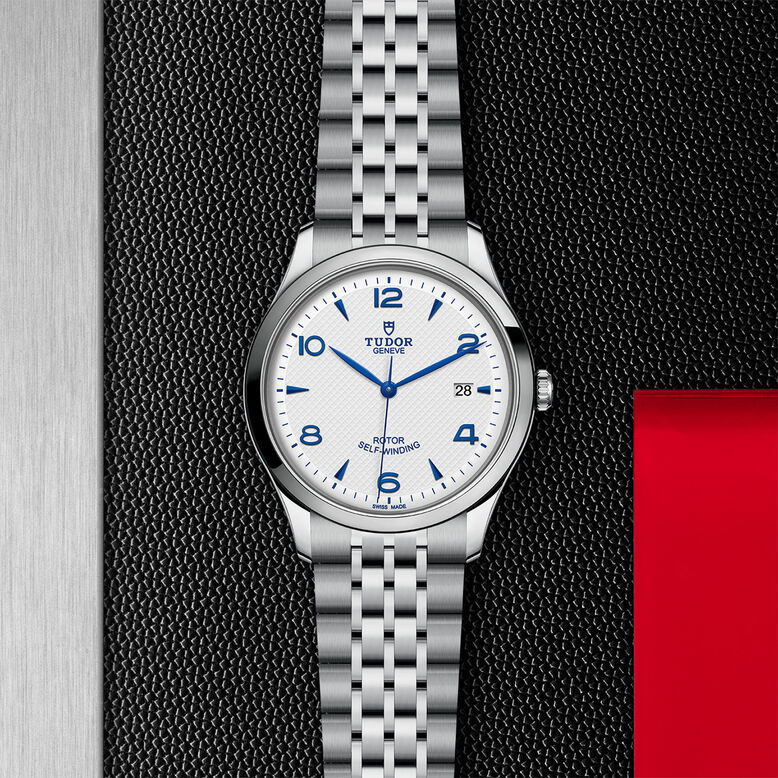 1926 41mm Mens Watch Steel Case Opaline and Blue Dial, , hi-res