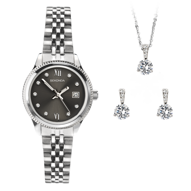 Watch and Jewellery Giftset - Silver + Gold, , hi-res