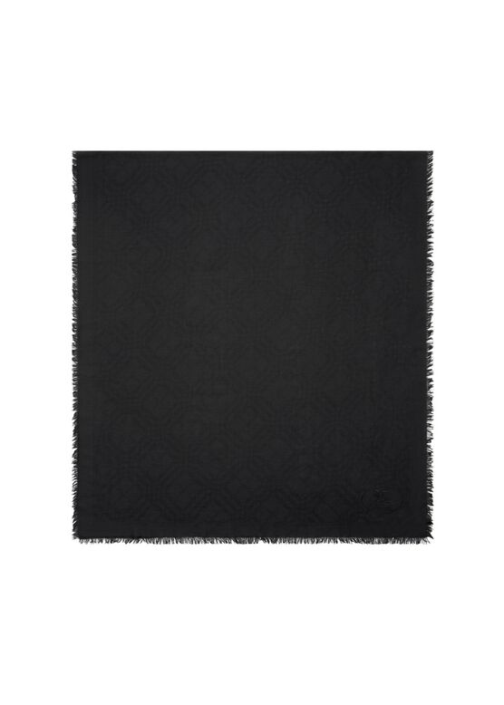 Wide Check Wool Silk Scarf, , hi-res