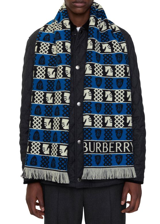 Chess Fair Isle Wool Scarf, , hi-res