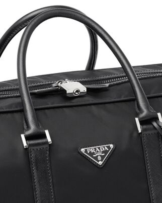 Nylon and Saffiano Leather Duffle Bag, , hi-res