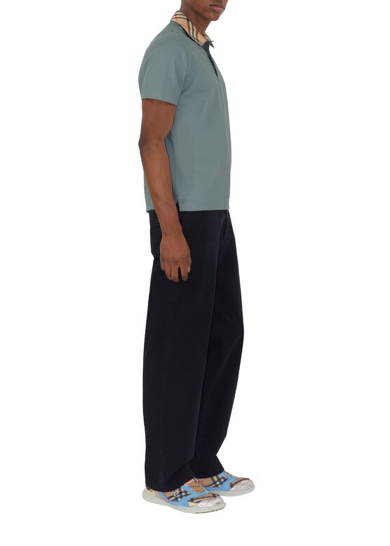 Check Collar Cotton Polo Shirt, , hi-res