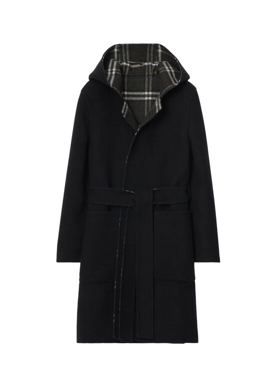 Reversible Wool Hooded Wrap Coat, , hi-res