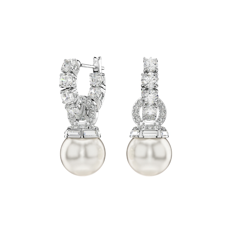 Matrix Earrings Pearl White Rhodium, , hi-res