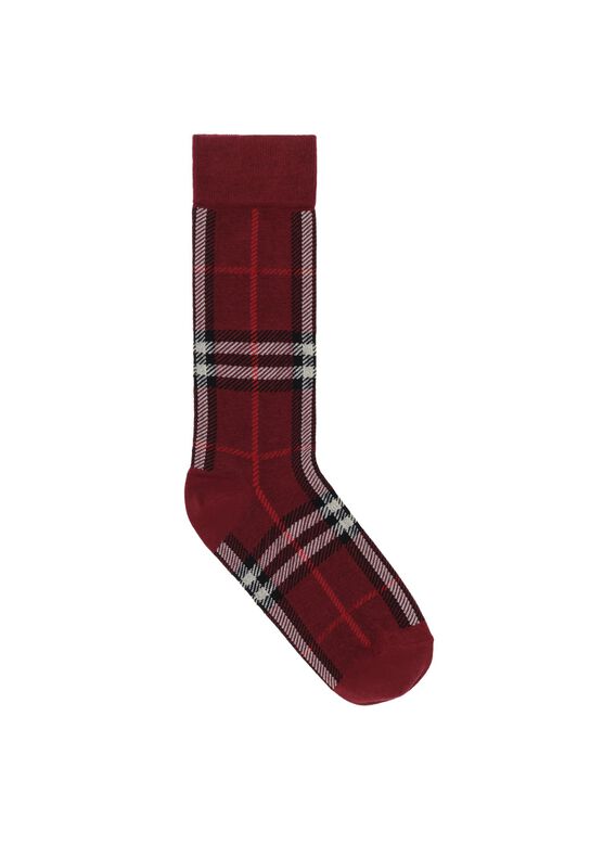 Check Cotton Cashmere Blend Socks, , hi-res