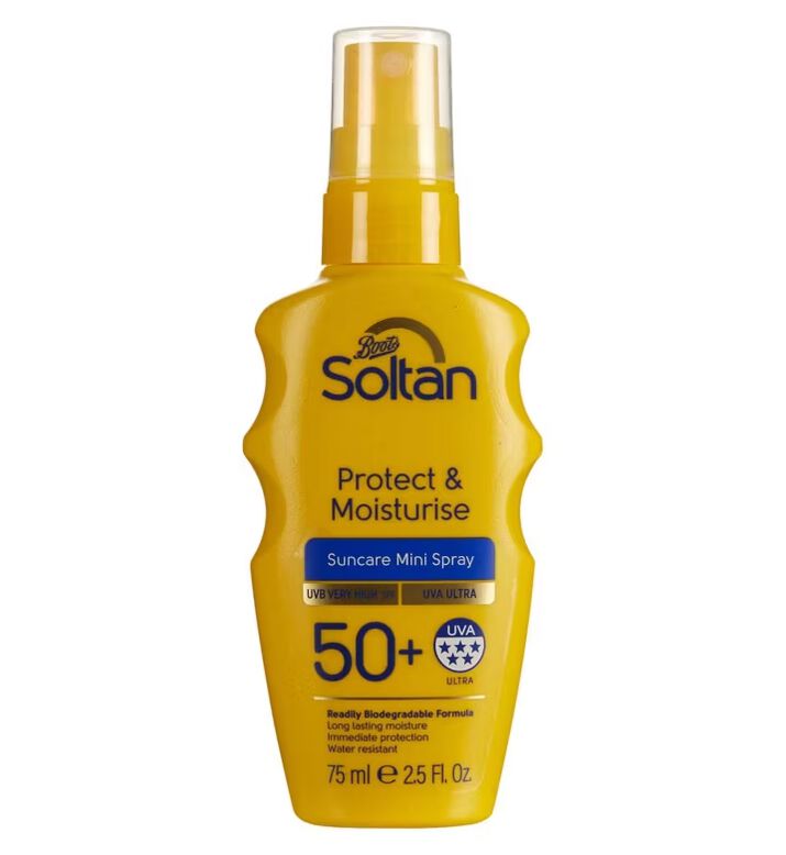 Soltan Protect &amp; Moisturise Mini Suncare Spray SPF50+ 75ml, , hi-res