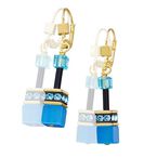 Geocube Yellow Gold Plated Blue Crystal Drop Earrings - Multicolour Rainbow-Gold 2