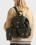 Medium quilted Re-Nylon backpack with Saffiano leather trim, , hi-res