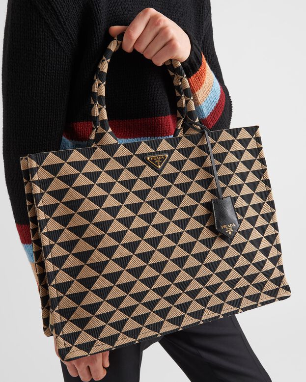 Prada Symbole embroidered fabric tote bag, , hi-res