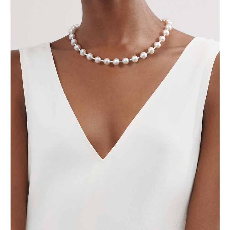 Tiffany HardWear freshwater pearl necklace in sterling silver, , hi-res