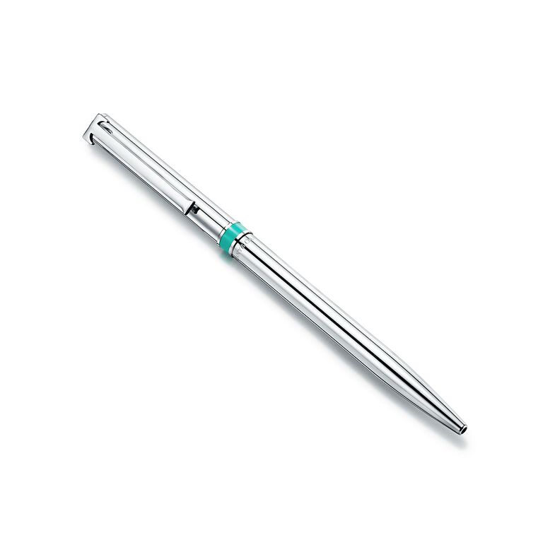Tiffany T-clip retractable ballpoint pen in sterling silver., , hi-res