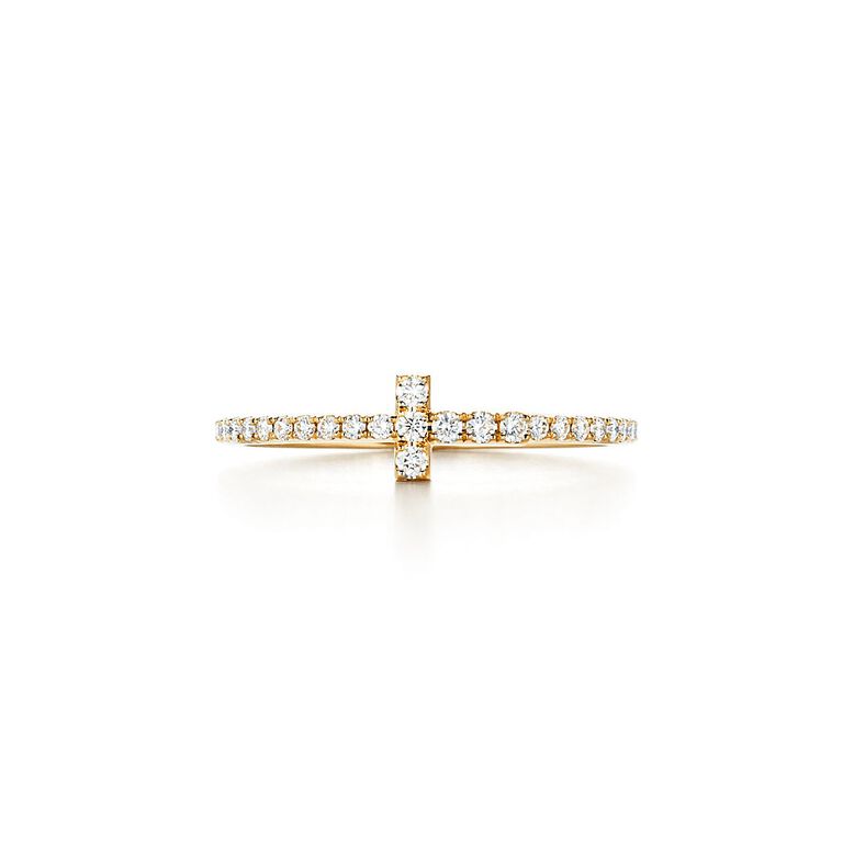 Tiffany T Diamond Wire Band Ring in Yellow Gold - Size 8 1/2, , hi-res