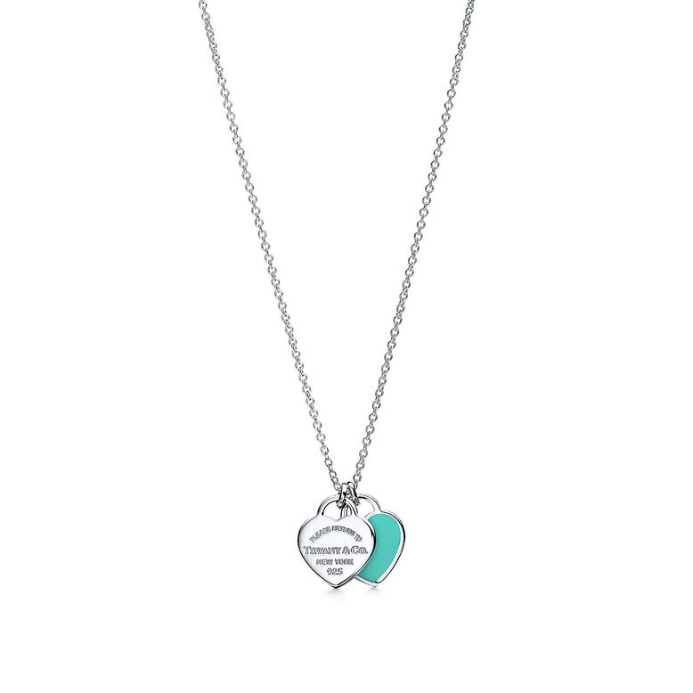 Return to Tiffany&trade; Tiffany Blue&reg; Double Heart Tag Pendant in Silver, Mini - Size 16 in, , hi-res