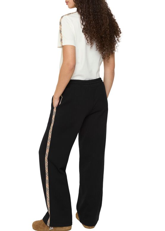 Check Trim Cotton Track Pants, , hi-res