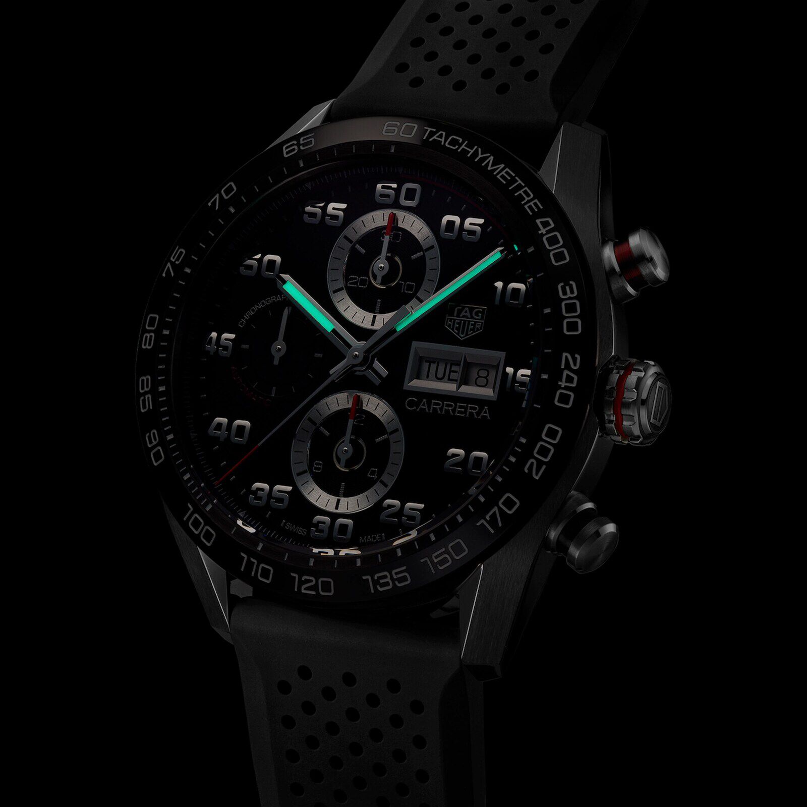Tag Heuer Carrera 44mm Mens Watch Rubber Fine Watches Heathrow
