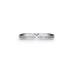 The Tiffany® Setting nesting narrow band ring in platinum with diamonds. - Size 7