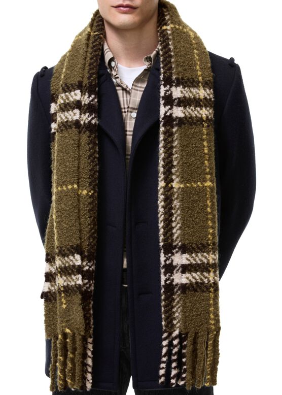 Check Alpaca Wool Blend Boucl&eacute; Scarf, , hi-res