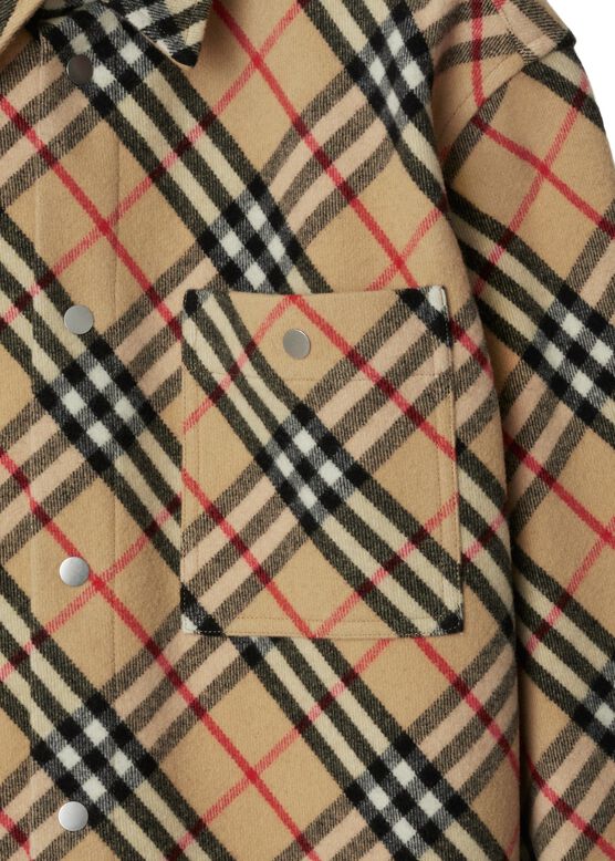 Oversized Check Wool Shirt, , hi-res
